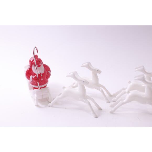 Celluloid, Santa, Sleigh, Reindeer, MCM, 60s, Christmas Winter, Holiday Decor - Picture 3 of 5